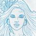 tattoo galleries/ - Blue Sketchbook Pinup Girl with Peacock Feathers and Heart Locket Tattoo Concept